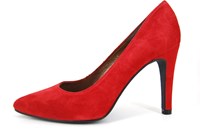 Spitse pumps - rood suede in grote maten